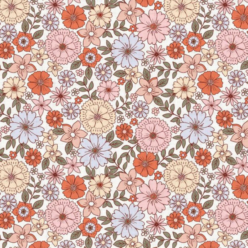 Algodón estampado BRIGITTE Blanco / Multicolor vintage